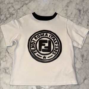 FENDI ROMA KIDS WHITE & BLACK LOGO TSHIRT 3A